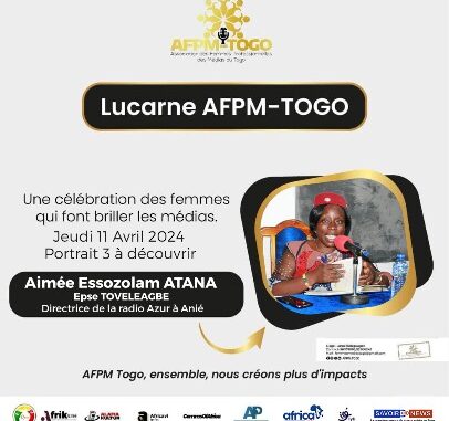 Mme Aimée Atana Toviéléagbé Mme Aimée Atana Toviéléagbé, Directrice Radio Azur, située à Anié.
